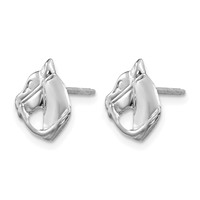 14K White Gold Madi K Horse Head Screwback Post Earrings view 2