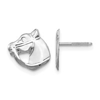 14K White Gold Madi K Horse Head Screwback Post Earrings view 1
