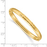 14K Yellow Gold Madi K Kids Polished Hammered 5mm Hinged Bangle view 3