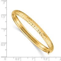 14K Yellow Gold Madi K Kids Polished Diamond-cut 5mm Hinged Bangle view 3