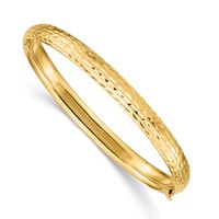 14K Yellow Gold Madi K Kids Polished Diamond-cut 5mm Hinged Bangle view 1