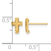 14K Yellow Gold Madi K Satin and Polished Diamond-cut Cross Post Earrings view 3