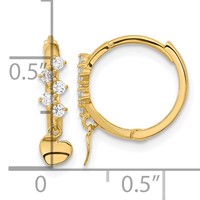 14K Yellow Gold Madi K CZ Heart Dangle Hinged Hoop Earrings view 3