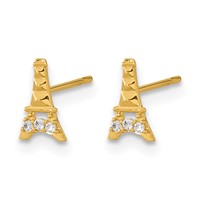 14K Yellow Gold Madi K Kids CZ Eiffel Tower Post Earrings view 2