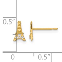 14K Yellow Gold Madi K Kids CZ Eiffel Tower Post Earrings view 3
