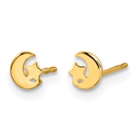 14K Yellow Gold Madi K Kids Star and Moon Post Earrings view 2
