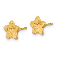 14K Yellow Gold Madi K Satin and Polished Heart in Star Post Earrings view 2
