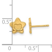 14K Yellow Gold Madi K Satin and Polished Heart in Star Post Earrings view 3
