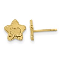 14K Yellow Gold Madi K Satin and Polished Heart in Star Post Earrings view 1