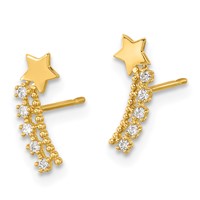 14K Yellow Gold Madi K Kids CZ Shooting Star Post Earrings view 2