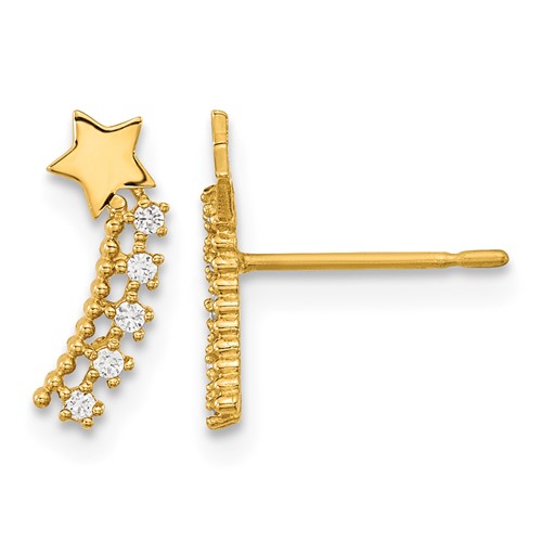 14K Yellow Gold Madi K Kids CZ Shooting Star Post Earrings