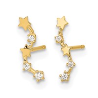 14K Yellow Gold Madi K Curved Stars CZ Post Dangle Earrings view 2