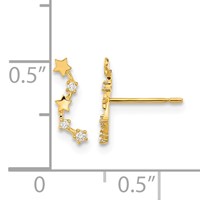 14K Yellow Gold Madi K Curved Stars CZ Post Dangle Earrings view 4