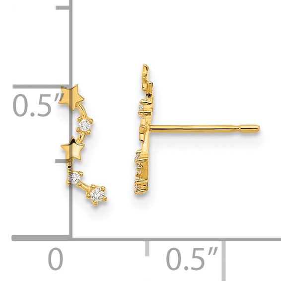 14k Madi K Curved Stars CZ Childrens Post Dangle Earrings