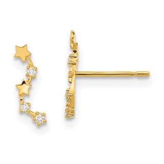 14k Madi K Curved Stars CZ Childrens Post Dangle Earrings