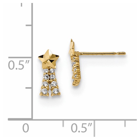 14k Madi K Kids CZ Shooting Star Post Earrings