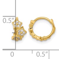 14K Yellow Gold Madi K CZ 3-Star Hinged Hoop Earrings view 3