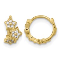14K Yellow Gold Madi K CZ 3-Star Hinged Hoop Earrings view 1