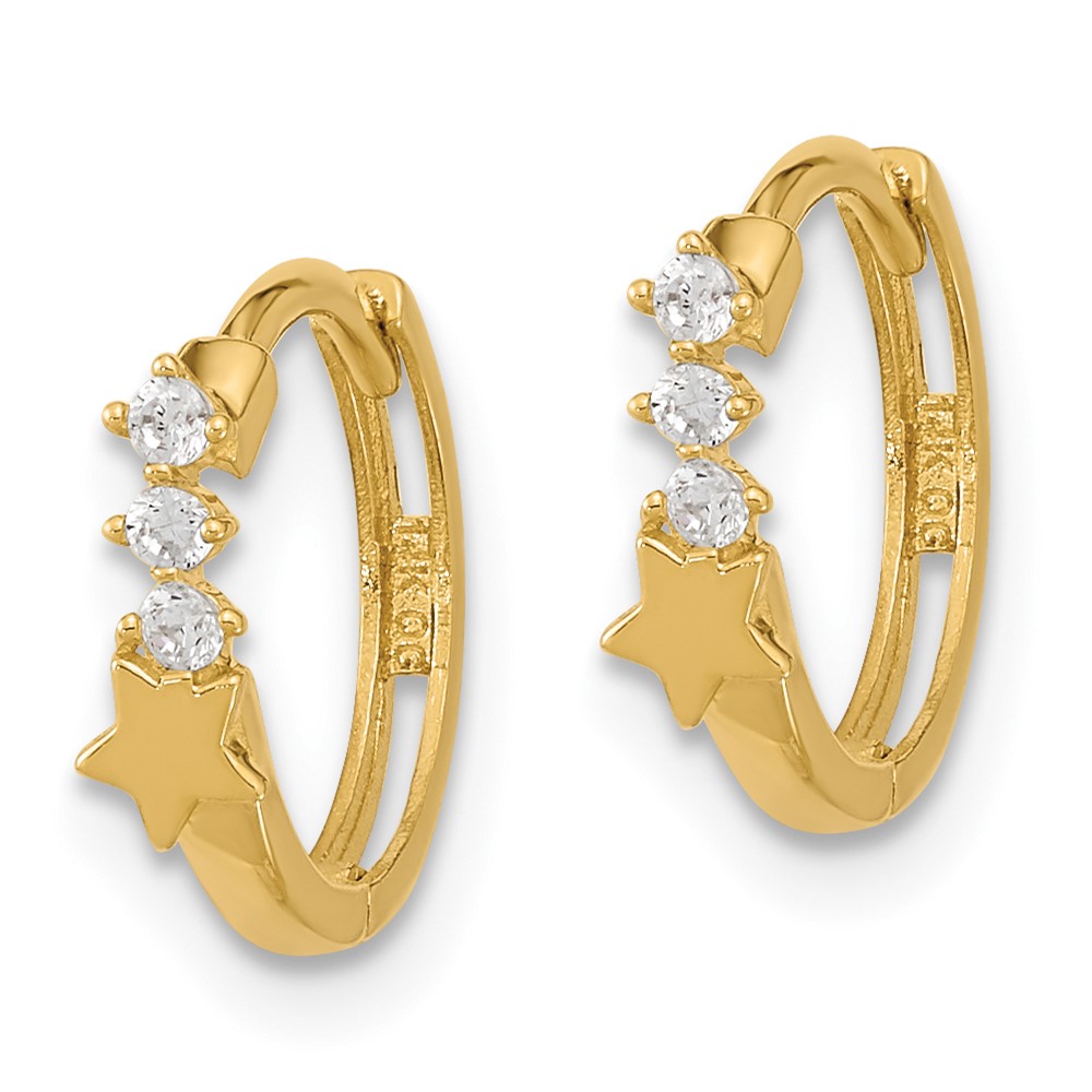 14k Madi K CZ Shooting Star Hinged Hoop Earrings (GK924)