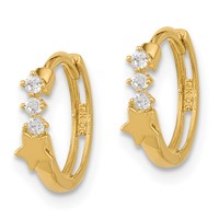 14K Yellow Gold Madi K CZ Shooting Star Hinged Hoop Earrings view 2