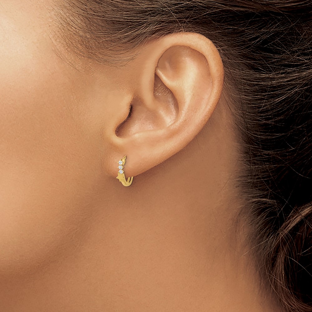 14k Madi K CZ Shooting Star Hinged Hoop Earrings (GK924)