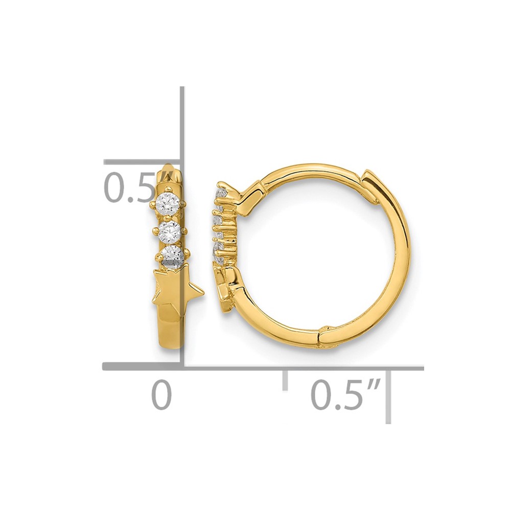 14k Madi K CZ Shooting Star Hinged Hoop Earrings (GK924)