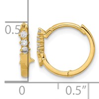 14K Yellow Gold Madi K CZ Shooting Star Hinged Hoop Earrings view 3