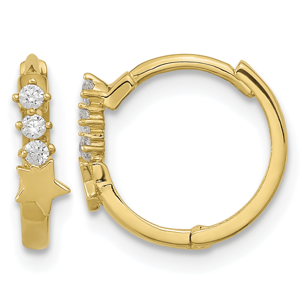 14k Madi K CZ Shooting Star Hinged Hoop Earrings (GK924)
