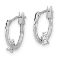 14K White Gold Madi K Polished CZ Star Hoops view 2