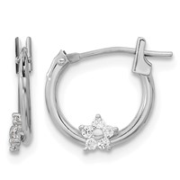 14K White Gold Madi K Polished CZ Star Hoops view 1