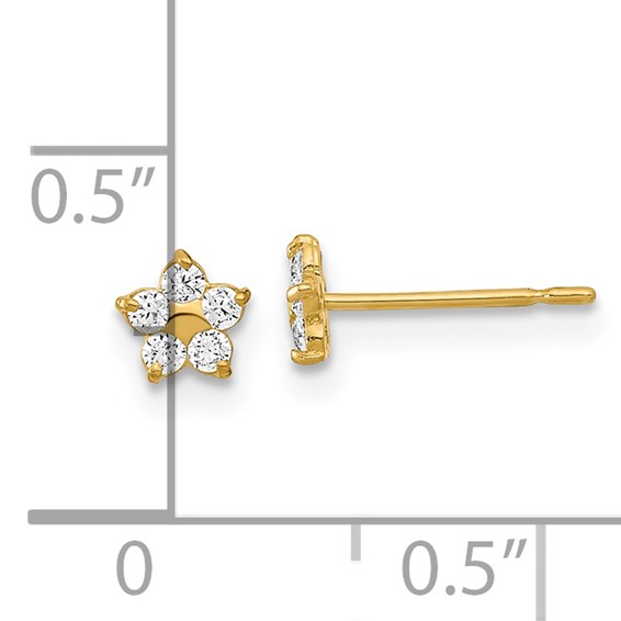 14k Madi K Kids CZ Star Childrens Post Earrings