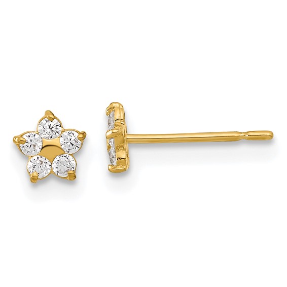 14k Madi K Kids CZ Star Childrens Post Earrings