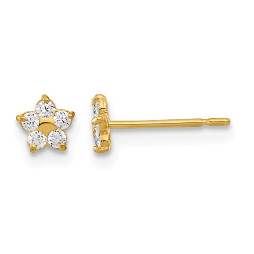 14K Yellow Gold Madi K Kids CZ Star Post Earrings