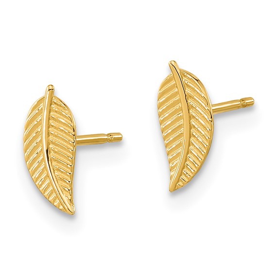 14k Madi K Kids Leaf Childrens Post Earrings