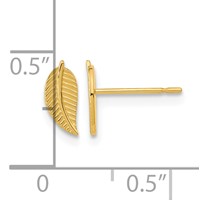 14K Yellow Gold Madi K Kids Leaf Post Earrings view 3