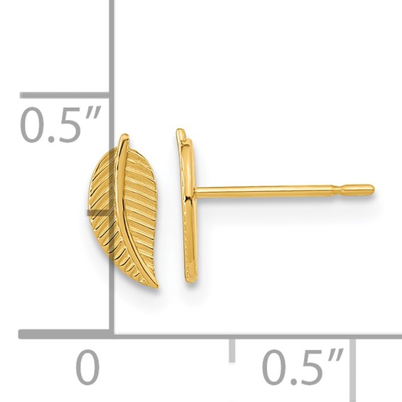 14k Madi K Kids Leaf Childrens Post Earrings