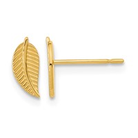 14K Yellow Gold Madi K Kids Leaf Post Earrings view 1