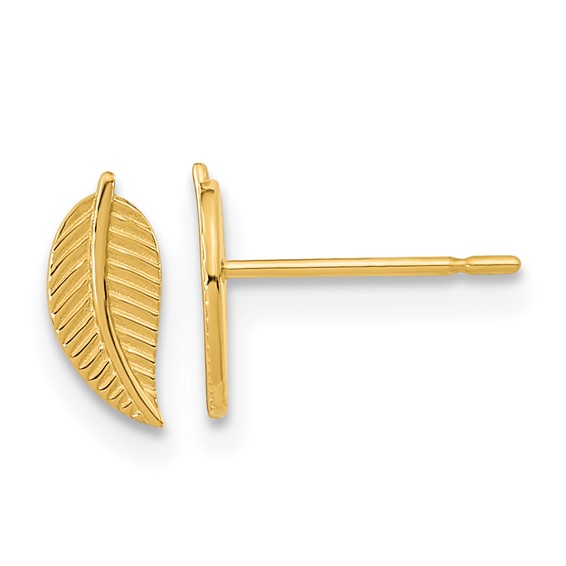 14k Madi K Kids Leaf Childrens Post Earrings