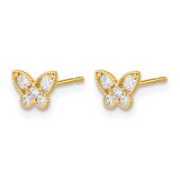 14K Madi K Kids CZ Butterfly Post Earrings view 2