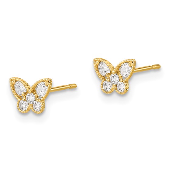 14k Madi K Kids CZ Butterfly Childrens Post Earrings