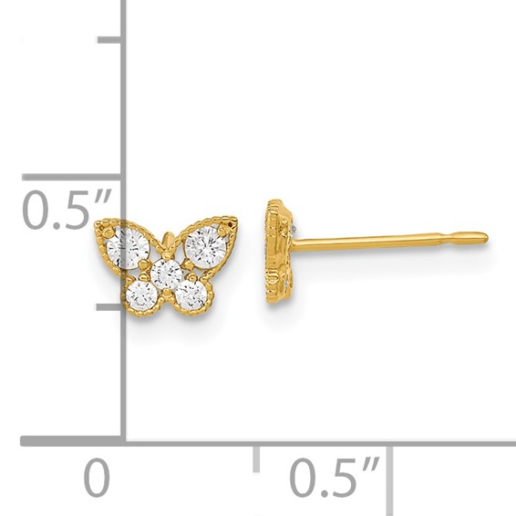 14k Madi K Kids CZ Butterfly Childrens Post Earrings