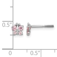 14K White Gold Madi K Polished Pink CZ Butterfly Screwback Post Earrings view 3