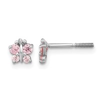 14K White Gold Madi K Polished Pink CZ Butterfly Screwback Post Earrings view 1