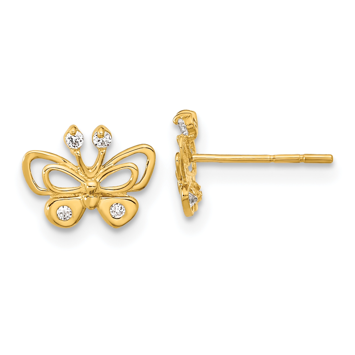 14k Madi K Polished CZ Butterfly Post Earrings (GK948)