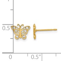 14K Yellow Gold Madi K Kids CZ Butterfly Post Earrings view 3