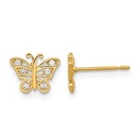 14K Yellow Gold Madi K Kids CZ Butterfly Post Earrings view 1