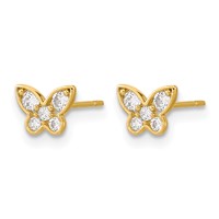 14K Yellow Gold Madi K Kids CZ Butterfly Post Earrings view 2