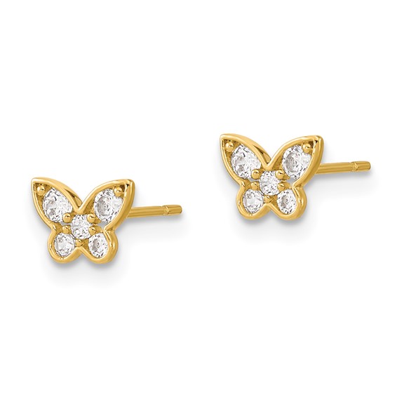 14k Madi K Kids CZ Butterfly Childrens Post Earrings