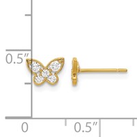 14K Yellow Gold Madi K Kids CZ Butterfly Post Earrings view 3