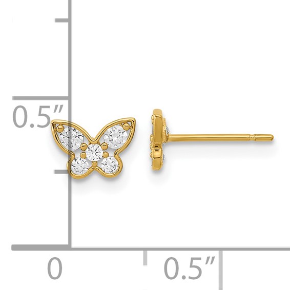14k Madi K Kids CZ Butterfly Childrens Post Earrings